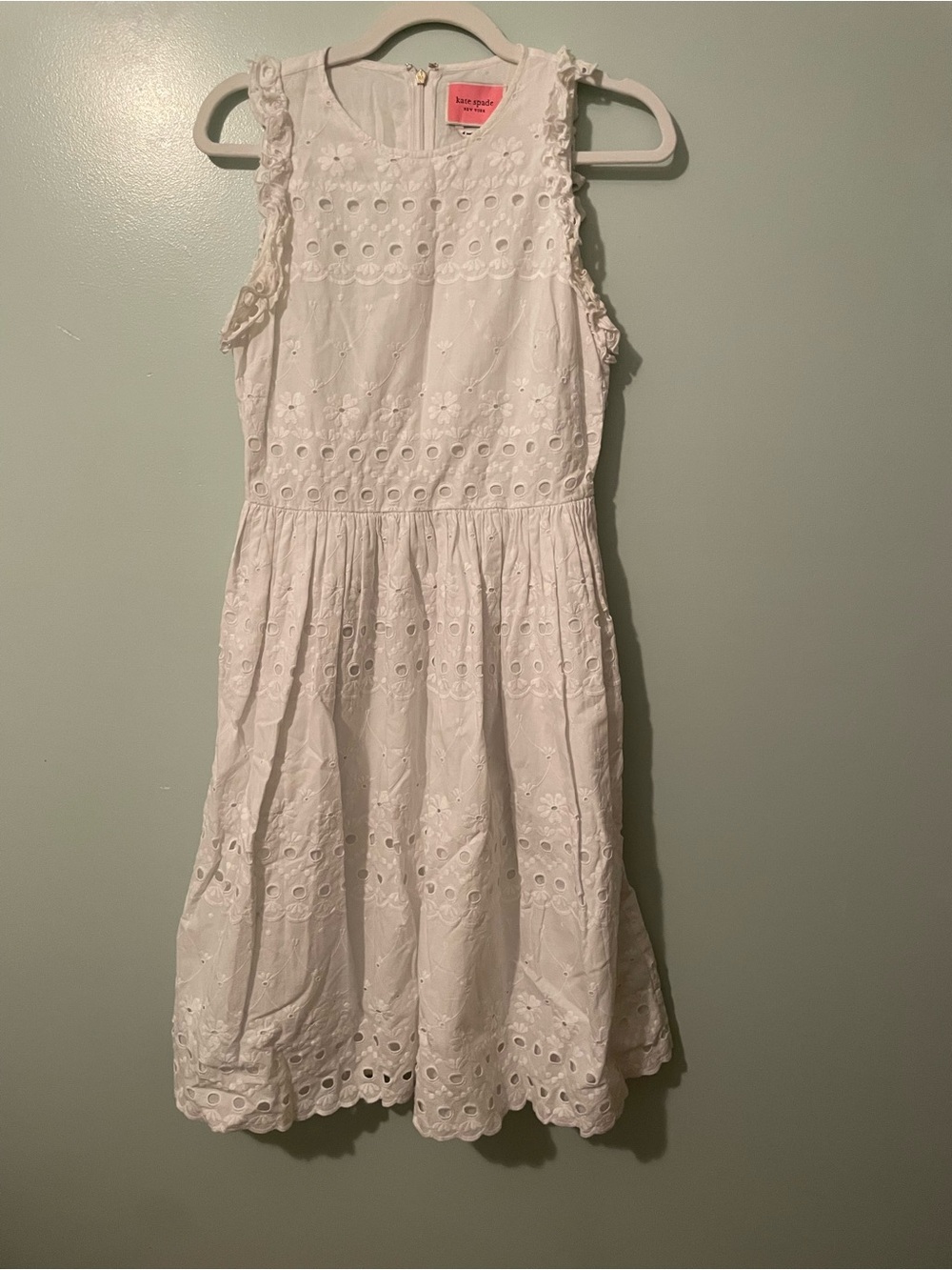 kate spade White Eyelet Ruffle Sleeve Girls' Dress